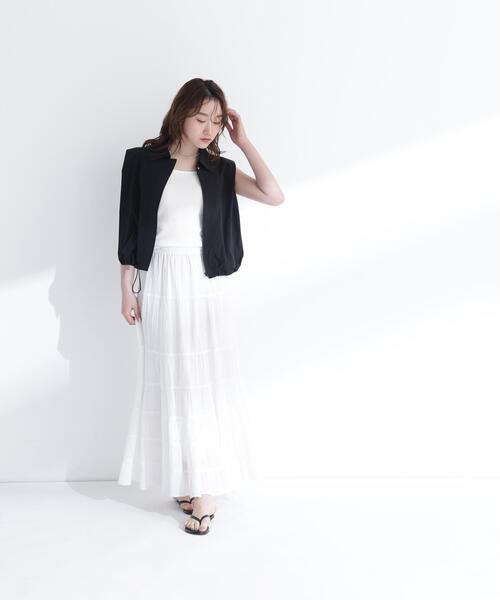 NATURAL BEAUTY BASIC（ナチュラルビューティーベーシック）の「ステンカラードロストジレ（ベスト・レディース・ベージュ/ブラック・ﾌﾘ-）」の6枚目の写真