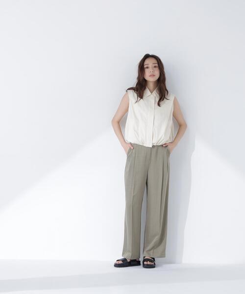 NATURAL BEAUTY BASIC（ナチュラルビューティーベーシック）の「ステンカラードロストジレ（ベスト・レディース・ベージュ/ブラック・ﾌﾘ-）」の12枚目の写真