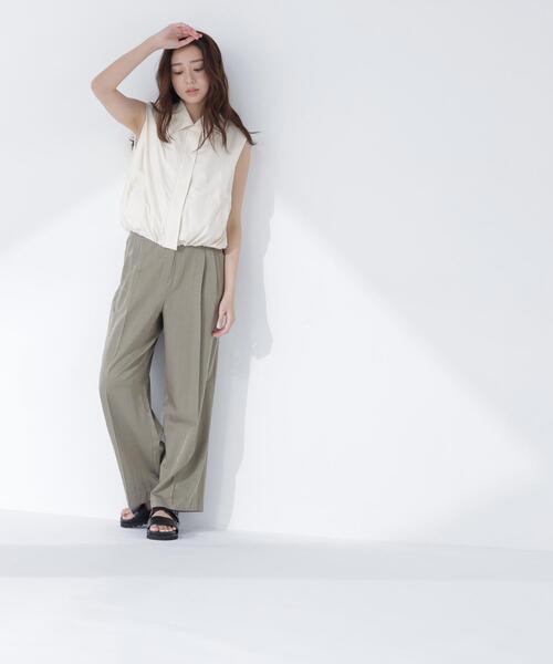 NATURAL BEAUTY BASIC（ナチュラルビューティーベーシック）の「ステンカラードロストジレ（ベスト・レディース・ベージュ/ブラック・ﾌﾘ-）」の16枚目の写真