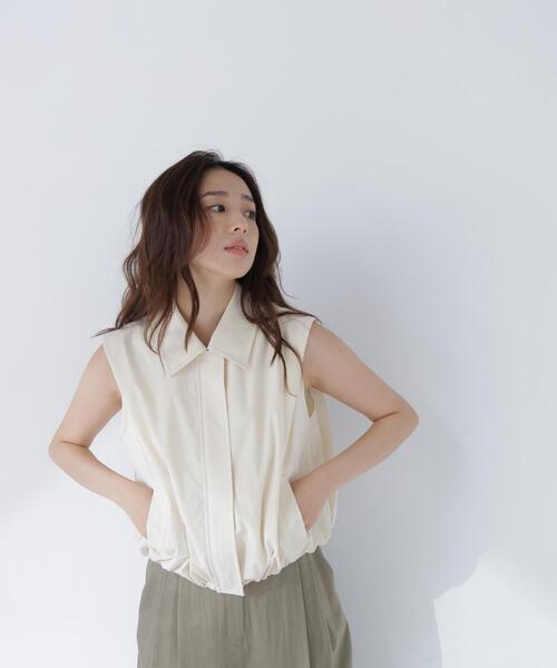 NATURAL BEAUTY BASIC（ナチュラルビューティーベーシック）の「ステンカラードロストジレ（ベスト・レディース・ベージュ/ブラック・ﾌﾘ-）」の17枚目の写真