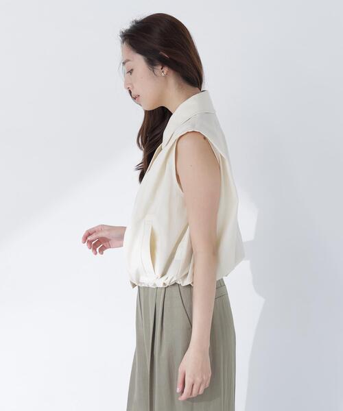 NATURAL BEAUTY BASIC（ナチュラルビューティーベーシック）の「ステンカラードロストジレ（ベスト・レディース・ベージュ/ブラック・ﾌﾘ-）」の19枚目の写真