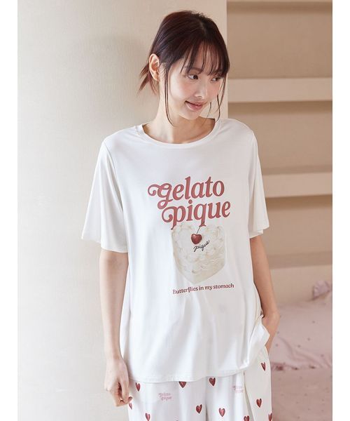 ONLINE限定】【接触冷感】ケーキワンポイントTシャツ&ハート柄ロング
