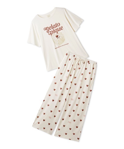 ONLINE限定】【接触冷感】ケーキワンポイントTシャツ&ハート柄ロング