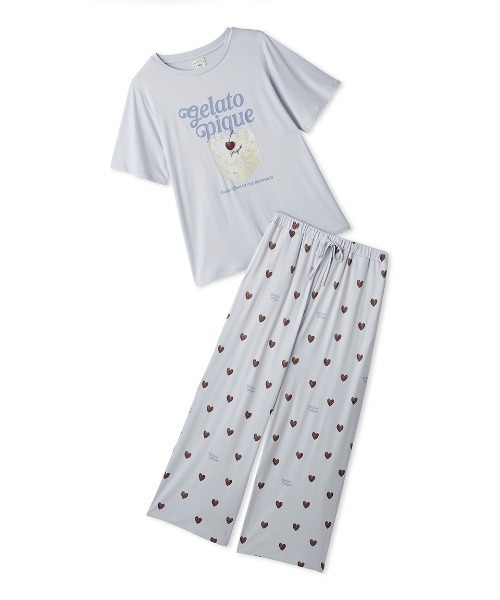 ONLINE限定】【接触冷感】ケーキワンポイントTシャツ&ハート柄ロング