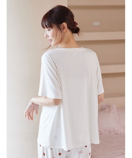 gelato pique(ジェラートピケ)の「【ONLINE限定】【接触冷感】ケーキワンポイントTシャツ&ハート柄ロングパンツセット(ルームウェア/パジャマ・レディース・オフホワイト/ブルー/ピンク・F)」の16枚目の写真