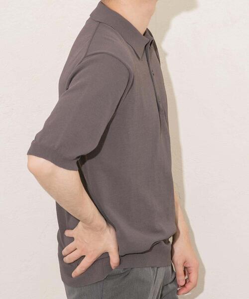 URBAN RESEARCH ROSSO MEN(アーバンリサーチロッソメン)の「『UR TECH』AIRDRY半袖ニットポロ(ポロシャツ・メンズ・ネイビー/ライトグレー/チャコールグレー/カーキ・MEDIUM/LARGE/X-LARGE)」の9枚目の写真