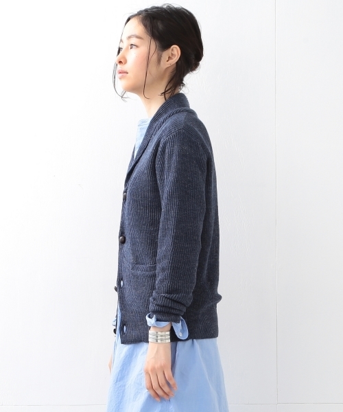 BEAMS BOY（ビームスボーイ）の「BEAMS BOY / 8ゲージ 畦編み ショールカラ―カーディガン（カーディガン/ボレロ・レディース・グレー/ネイビー・ONE SIZE）」の13枚目の写真