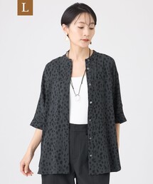 【L】【カタログ掲載・吸水速乾・マシンウォッシャブル】チータードットプリントドルマンブラウス