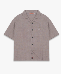 GEECOON（ジークーン）の「ヴィンテージワッペンチェック半袖シャツ GEE265-103 ブラウン（シャツ/ブラウス）」