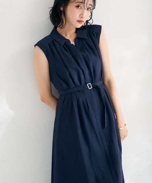 MISCH MASCH(ミッシュマッシュ)の「2026春夏新作 ストライプアソートシアーカラータックシャツワンピース(シャツワンピース・レディース・ネイビー/オレンジ/イエロー/ライトブルー・S/M)」の12枚目の写真