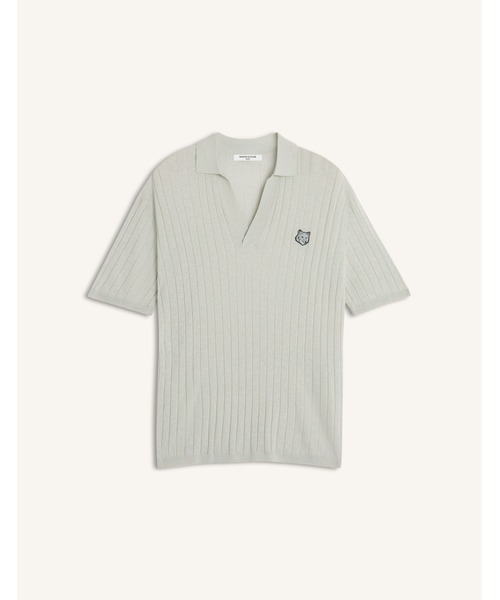 Maison Kitsune(メゾンキツネ)の「LINEN COTTON SHORT SLEEVE POLO(ポロシャツ・メンズ・ライトグレー/ベージュ・L/M/S)」の1枚目の写真