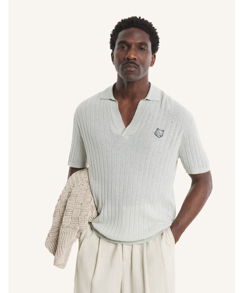 Maison Kitsune(メゾンキツネ)の「LINEN COTTON SHORT SLEEVE POLO(ポロシャツ・メンズ・ライトグレー/ベージュ・L/M/S)」の7枚目の写真
