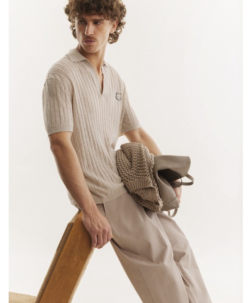 Maison Kitsune(メゾンキツネ)の「LINEN COTTON SHORT SLEEVE POLO(ポロシャツ・メンズ・ライトグレー/ベージュ・L/M/S)」の15枚目の写真