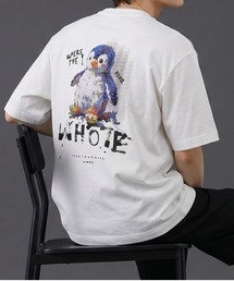 ペンギンバックプリント半袖Tシャツ／ワンポイント＆グラフィックT ルーズフィット