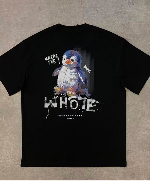 revertical(リバーティカル)の「ペンギンバックプリント半袖Tシャツ/ワンポイント&グラフィックT ルーズフィット(Tシャツ/カットソー・メンズ・ホワイト/ブラック/ミント・LARGE/MEDIUM)」の7枚目の写真