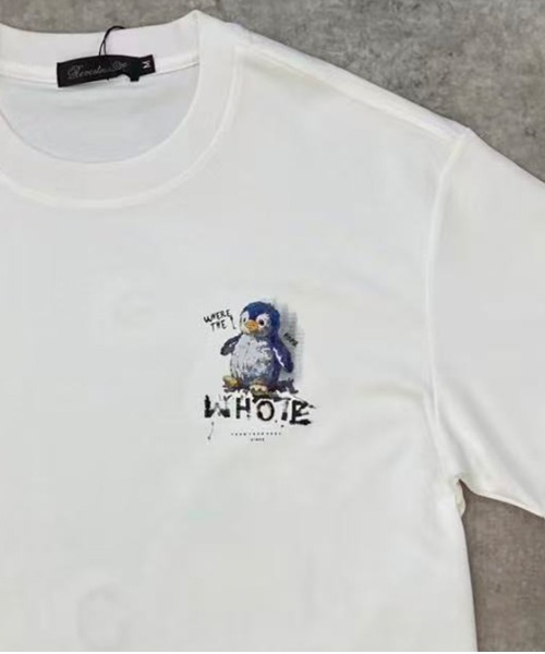 revertical(リバーティカル)の「ペンギンバックプリント半袖Tシャツ/ワンポイント&グラフィックT ルーズフィット(Tシャツ/カットソー・メンズ・ホワイト/ブラック/ミント・LARGE/MEDIUM)」の5枚目の写真