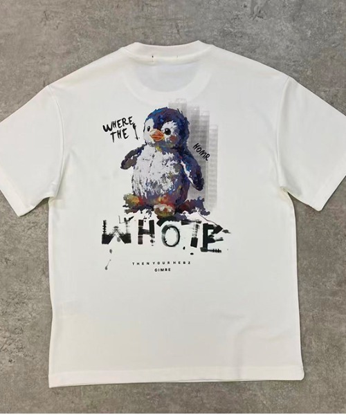 revertical(リバーティカル)の「ペンギンバックプリント半袖Tシャツ/ワンポイント&グラフィックT ルーズフィット(Tシャツ/カットソー・メンズ・ホワイト/ブラック/ミント・LARGE/MEDIUM)」の4枚目の写真