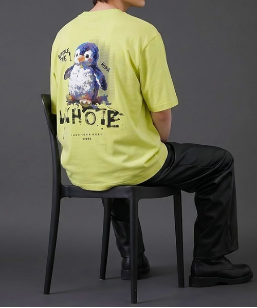 revertical(リバーティカル)の「ペンギンバックプリント半袖Tシャツ/ワンポイント&グラフィックT ルーズフィット(Tシャツ/カットソー・メンズ・ホワイト/ブラック/ミント・LARGE/MEDIUM)」の16枚目の写真