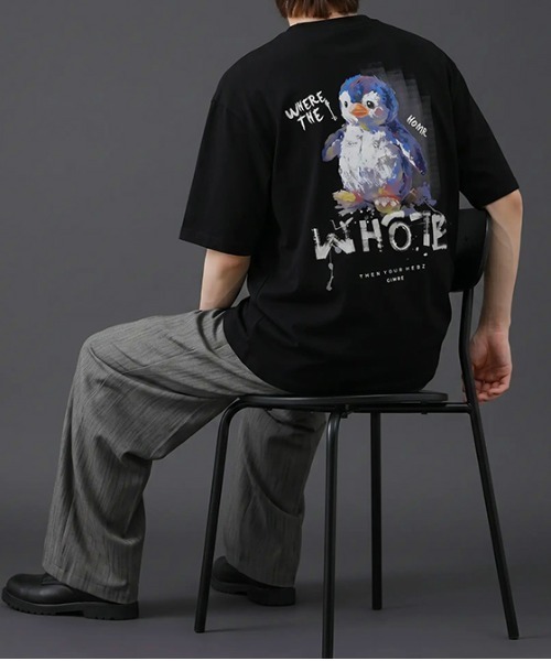 revertical(リバーティカル)の「ペンギンバックプリント半袖Tシャツ/ワンポイント&グラフィックT ルーズフィット(Tシャツ/カットソー・メンズ・ホワイト/ブラック/ミント・LARGE/MEDIUM)」の21枚目の写真