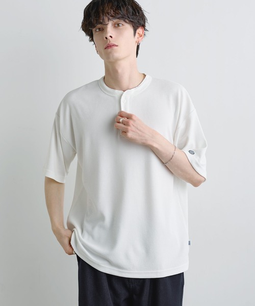 DISCUS(ディスカス)の「【吸水速乾/接触冷感/イージケア】COOLMAX/DISCUSワッフルヘンリーネックTシャツ(Tシャツ/カットソー・メンズ・ブルーグレー/ブラック/ホワイト/スミクロ・XL/M/L)」の5枚目の写真