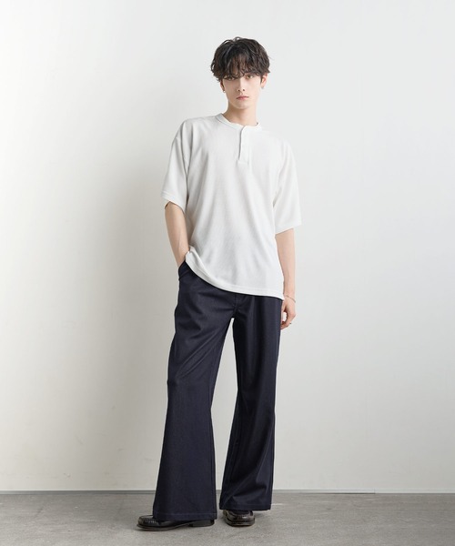 DISCUS(ディスカス)の「【吸水速乾/接触冷感/イージケア】COOLMAX/DISCUSワッフルヘンリーネックTシャツ(Tシャツ/カットソー・メンズ・ブルーグレー/ブラック/ホワイト/スミクロ・XL/M/L)」の9枚目の写真