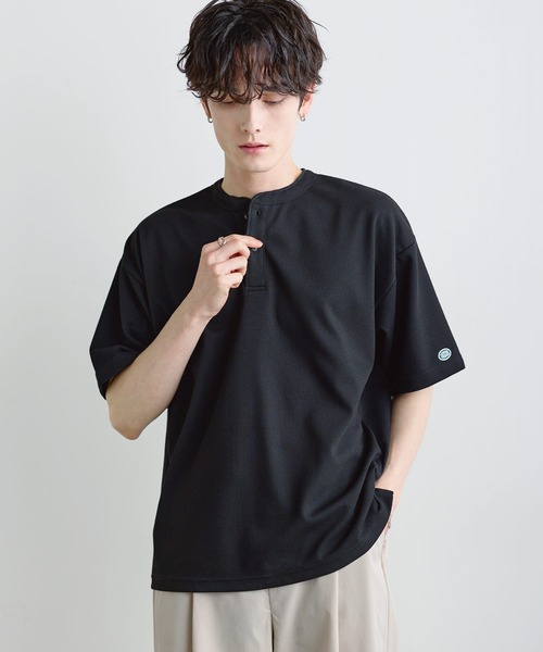 DISCUS(ディスカス)の「【吸水速乾/接触冷感/イージケア】COOLMAX/DISCUSワッフルヘンリーネックTシャツ(Tシャツ/カットソー・メンズ・ブルーグレー/ブラック/ホワイト/スミクロ・XL/M/L)」の10枚目の写真