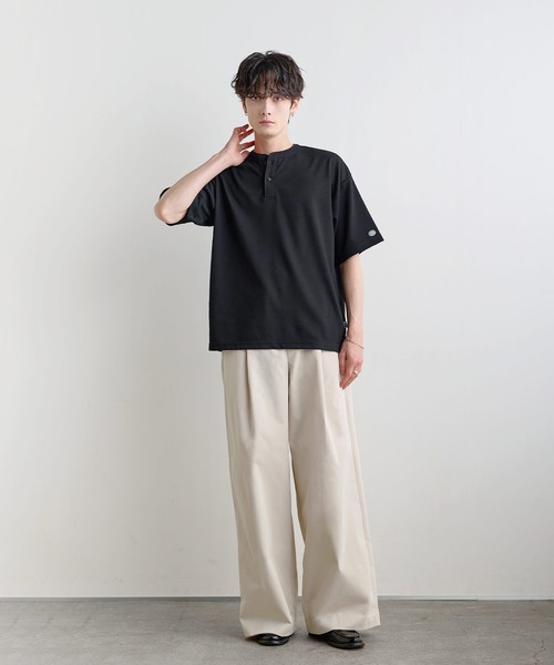 DISCUS(ディスカス)の「【吸水速乾/接触冷感/イージケア】COOLMAX/DISCUSワッフルヘンリーネックTシャツ(Tシャツ/カットソー・メンズ・ブルーグレー/ブラック/ホワイト/スミクロ・XL/M/L)」の12枚目の写真