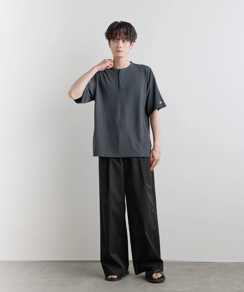 DISCUS(ディスカス)の「【吸水速乾/接触冷感/イージケア】COOLMAX/DISCUSワッフルヘンリーネックTシャツ(Tシャツ/カットソー・メンズ・ブルーグレー/ブラック/ホワイト/スミクロ・XL/M/L)」の14枚目の写真