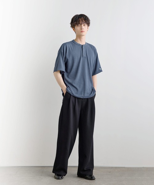 DISCUS(ディスカス)の「【吸水速乾/接触冷感/イージケア】COOLMAX/DISCUSワッフルヘンリーネックTシャツ(Tシャツ/カットソー・メンズ・ブルーグレー/ブラック/ホワイト/スミクロ・XL/M/L)」の18枚目の写真