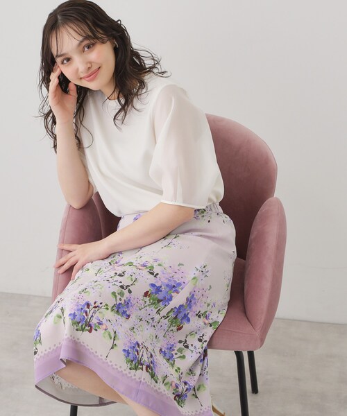 Sunauna(スーナウーナ)の「【co creation and yours/SS~L】多色花柄プリントスカート(スカート・レディース・パープル系5/ネイビー系・34/40/38/36)」の5枚目の写真