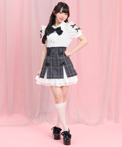 Secret Honey（シークレットハニー）の「サイドレースアップスリット入りスカパン（スカート・レディース・ブラックミックス/ブラック・MEDIUM）」の3枚目の写真