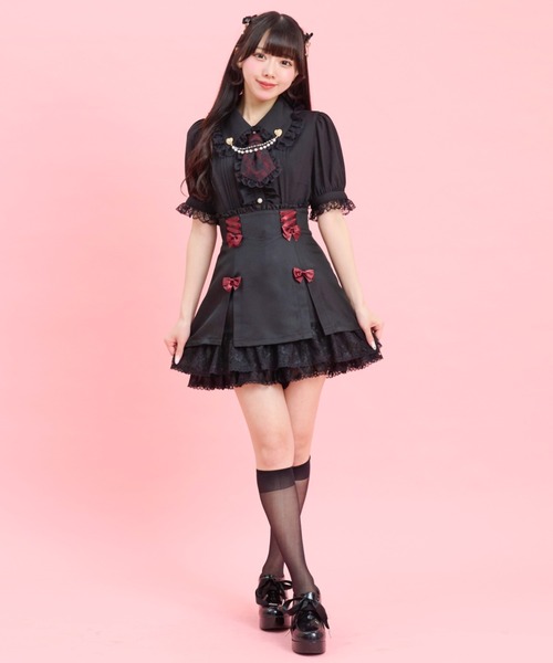 Secret Honey（シークレットハニー）の「サイドレースアップスリット入りスカパン（スカート・レディース・ブラックミックス/ブラック・MEDIUM）」の5枚目の写真