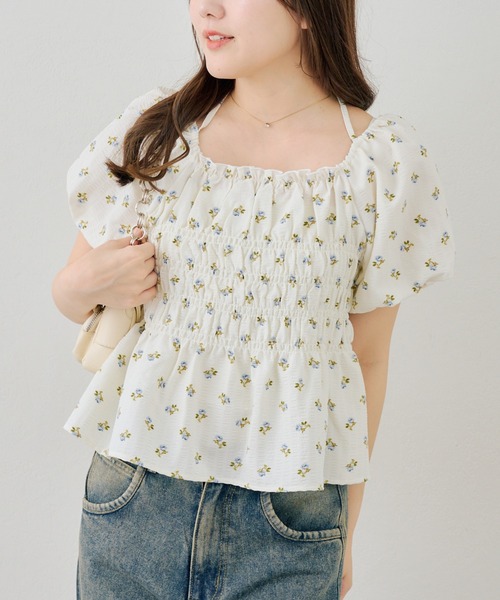 Another Branch olive des olive(アナザーブランチオリーブデオリーブ)の「2WAYシャーリングパフ袖ブラウス(シャツ/ブラウス・レディース・チェック/ドット/その他11・FREE)」の2枚目の写真
