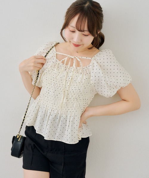 Another Branch olive des olive(アナザーブランチオリーブデオリーブ)の「2WAYシャーリングパフ袖ブラウス(シャツ/ブラウス・レディース・チェック/ドット/その他11・FREE)」の10枚目の写真