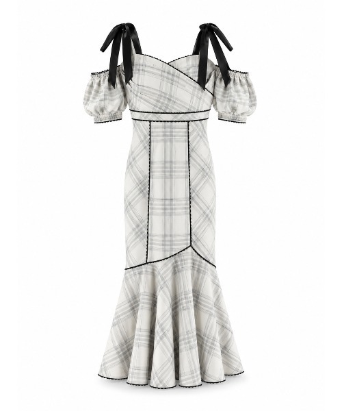 ワンピース M me eme Dotto ribbon mermaid onepiece セール】Ribbon check mermaid onepiece（ワンピース）｜M me eme