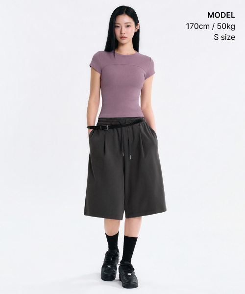 MUSINSA STANDARD WOMAN（ムシンサスタンダードウーマン）の「ウィメンズリブドピグメントスリムTシャツ[スモークピンク]（Tシャツ/カットソー・レディース・その他・X-SMALL/SMALL/MEDIUM/LARGE）」の2枚目の写真