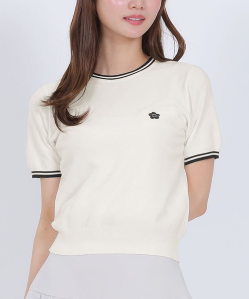 MARY QUANT(マリークワント)の「ラインニット プルオーバー(Tシャツ/カットソー・レディース・ブラック/レッド/ホワイト/グレー・M)」の1枚目の写真