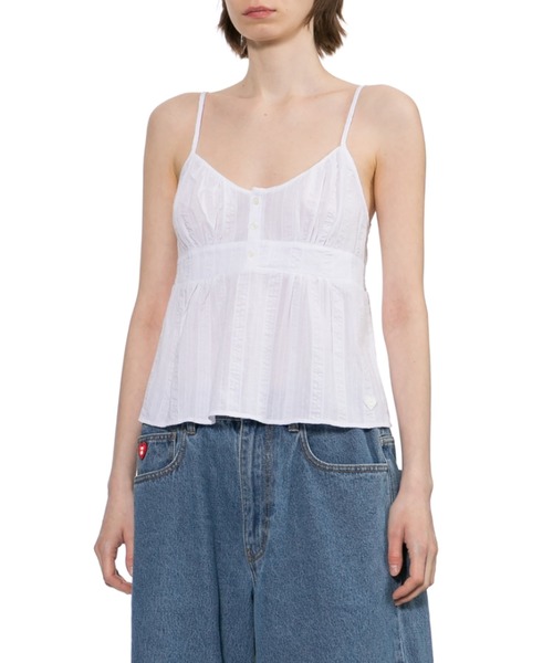 A BATHING APE(アベイシングエイプ)の「HEART BADGE WOVEN CAMI TOP #2(キャミソール・レディース・ピンク/アイボリー・SMALL/X-SMALL)」の5枚目の写真