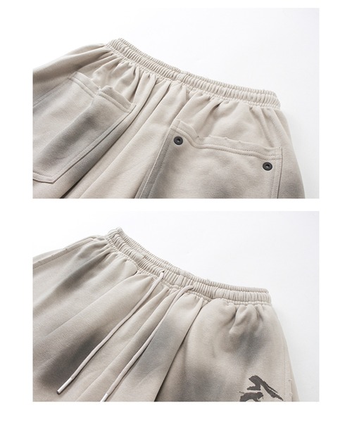 mushwear(マッシュウェア)の「【セットアップ対応】ヴィンテージハーフパンツ(スウェットパンツ・メンズ・アイボリー/ブラック・LARGE/X-LARGE)」の3枚目の写真