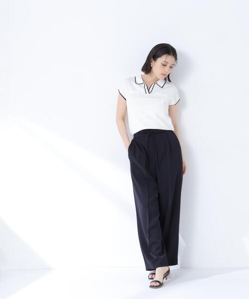 NATURAL BEAUTY BASIC（ナチュラルビューティーベーシック）の「ナローリボンイージパンツ（その他パンツ・レディース・ブラック/キャメル/オフホワイト・MEDIUM/P/S/SMALL）」の9枚目の写真