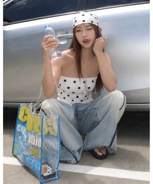 inst.ALL(インストール)の「ドット柄ベアトップ(チューブトップ・レディース・ホワイト・M)」の9枚目の写真