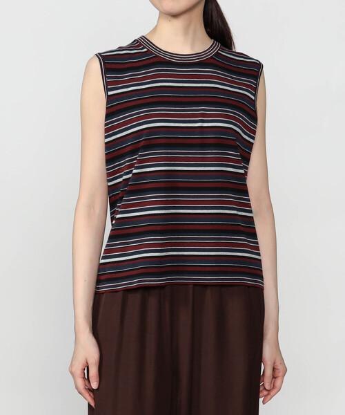 RYE TENDER(ライテンダー)の「RYE TENDER |〈別注〉ボーダー ノースリーブニット WOMEN(ニット/セーター・レディース・ブラウン系その他/グレー系その他・0)」の1枚目の写真