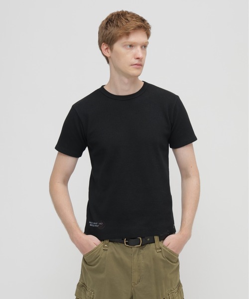 AVIREX(アヴィレックス)の「MINI WAFFLE C-NECK T-SHIRT "U.S.N." / ミニワッフル クルーネック 半袖 Tシャツ / AVIREX / アヴィレックス(Tシャツ/カットソー・メンズ・ホワイト/グリーン系カモフラージュ/ブラック・LARGE/MEDIUM/SMALL/X-LARGE)」の13枚目の写真