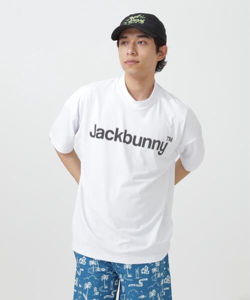 Jack Bunny!!(ジャックバニー)の「【Jack Bunny!!】ハイストレッチ変形メッシュ半袖モックネックカットソー(Tシャツ/カットソー・メンズ・ブラック/ホワイト・MEDIUM/LARGE/X-LARGE)」の2枚目の写真