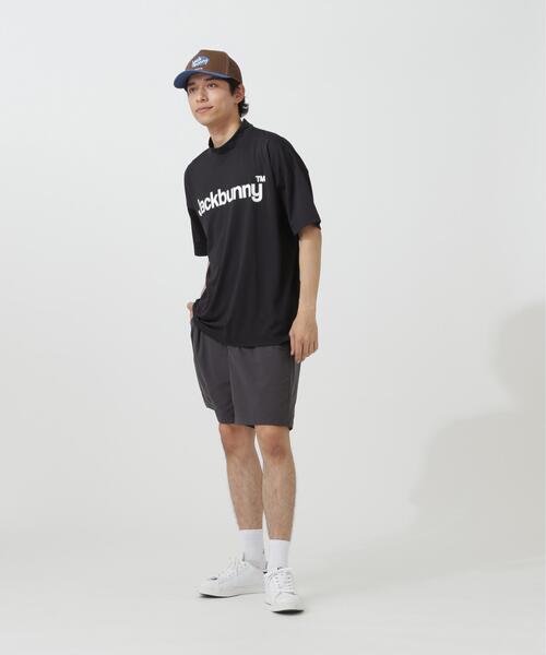 Jack Bunny!!(ジャックバニー)の「【Jack Bunny!!】ハイストレッチ変形メッシュ半袖モックネックカットソー(Tシャツ/カットソー・メンズ・ブラック/ホワイト・MEDIUM/LARGE/X-LARGE)」の4枚目の写真