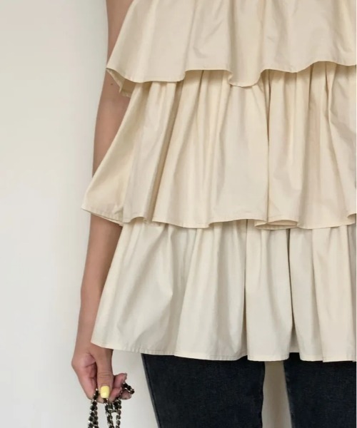 BIRTHDAY BASH(バースデイバッシュ)の「DOCKING TRIPLE FRILL TOPS(ドッキングトリプルフリルトップス)(Tシャツ/カットソー・レディース・ブルー/ホワイト系その他・S/M)」の9枚目の写真