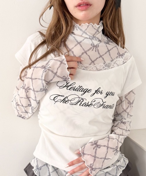 Loueme(ルエム)の「リボンシアーハイネックトップス(Tシャツ/カットソー・レディース・ブルー/ブラック/ピンク・FREE)」の11枚目の写真