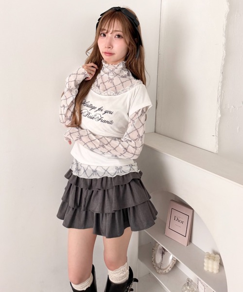 Loueme(ルエム)の「リボンシアーハイネックトップス(Tシャツ/カットソー・レディース・ブルー/ブラック/ピンク・FREE)」の15枚目の写真