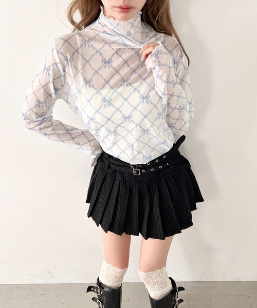 Loueme(ルエム)の「リボンシアーハイネックトップス(Tシャツ/カットソー・レディース・ブルー/ブラック/ピンク・FREE)」の20枚目の写真
