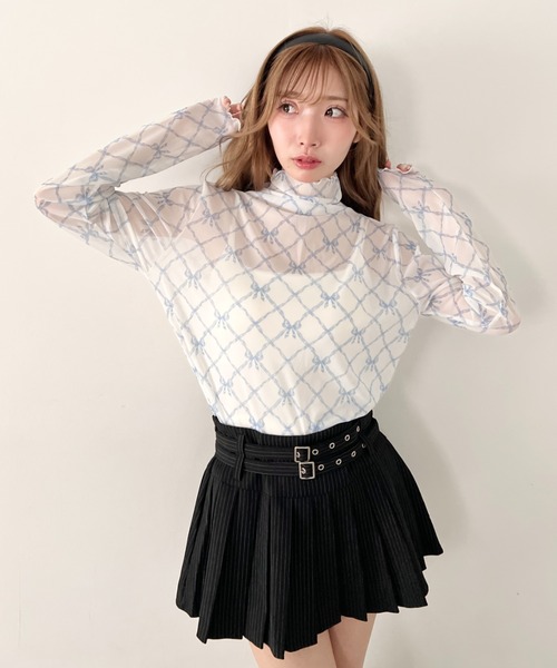 Loueme(ルエム)の「リボンシアーハイネックトップス(Tシャツ/カットソー・レディース・ブルー/ブラック/ピンク・FREE)」の21枚目の写真